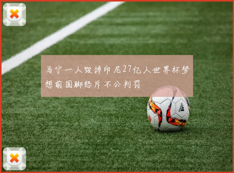 马宁一人毁掉印尼27亿人世界杯梦想前国脚怒斥不公判罚